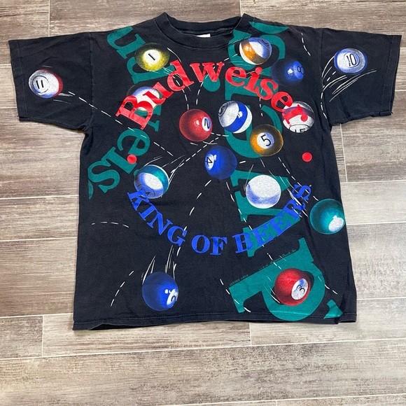Vintage Budweiser AOP T Shirt Kings Of Beers Wild Oats Tag L - Picture 3 of 7